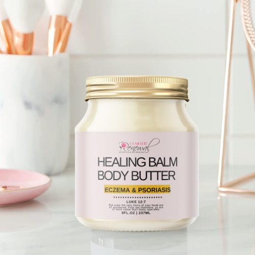 NATURAL HEALING BALM - Dry Skin Butter- Whipped Body Butter - Shea Butter - Skin Healing Balm- Hydrating body lotion - Baby Shower -