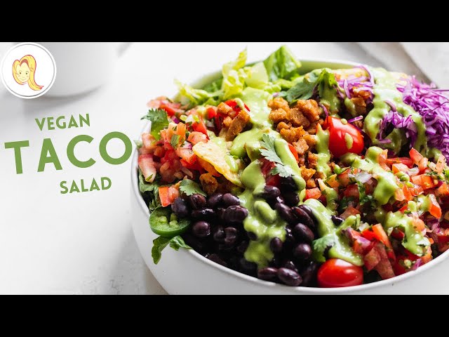 Taco Salad with Creamy Oil-Free Avocado Cilantro Dressing